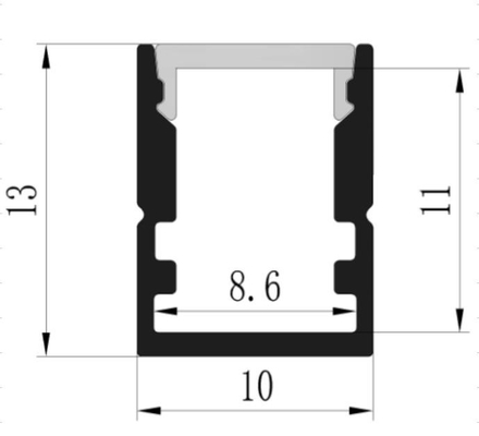 Perfil llevado ahuecado de aluminio de la aviación 6063 impermeable de 10 x de 13m m