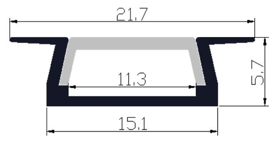 El perfil de aluminio de la luz de 6063 LED ahuecó el soporte 21,7 x 5.7m m