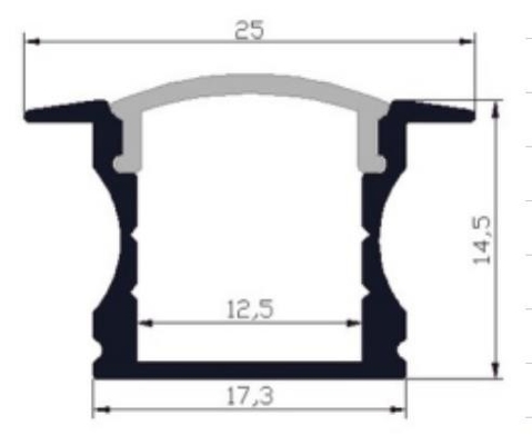 Perfil de aluminio ahuecado 25 x 14.5m m RoHS de la luz del soporte LED