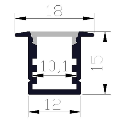 Perfil de aluminio 18 x de la luz de 6063 LED perfil llevado ahuecado 15m m